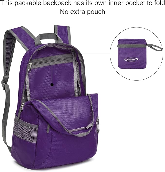 G4Free 20L Lightweight Packable Backpack Travel Hiking Daypack Foldable Backpack - Image 6