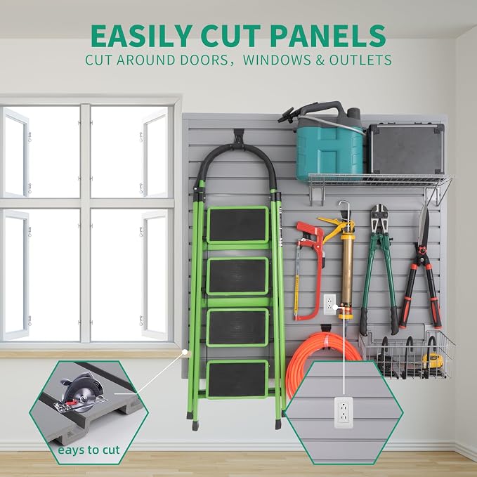 FRAYSCENT Slat Wall Paneling Garage Slat Wall Storage Systems Slatwall Panels - Image 5