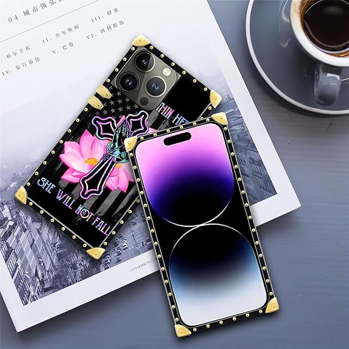 Compatible with iPhone 14 Pro Max Case, Praying Cross Hands Luxury Golden - Image 6