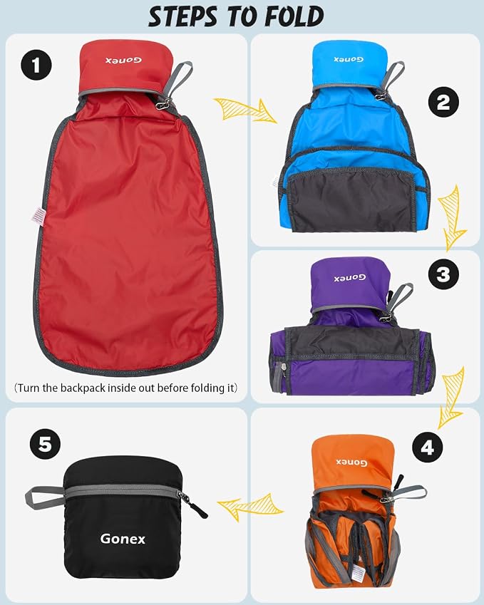 Gonex Ultra Lightweight Packable Backpack 20L Daypack Handy Foldable Camping - Image 3