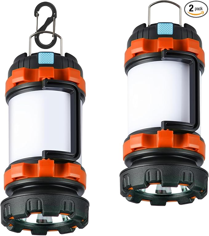 BOBKID 2 Pack Camping Lantern, Outdoor LED Camping Light, Rechargeable by AWonderfulOutdoorExperience