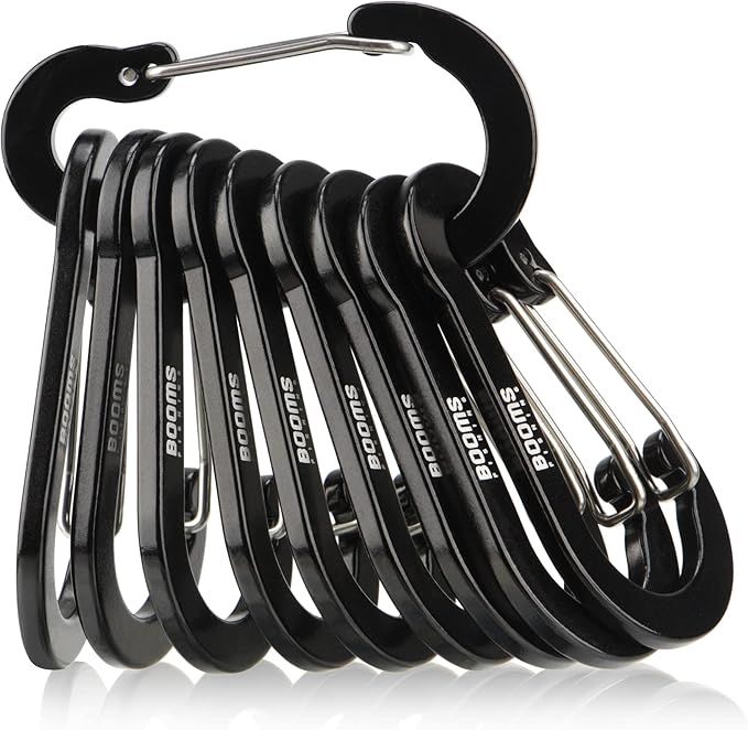 Booms Fishing CC5 Multi-Use Carabiner Clips, 10 Pack 2.3"/ 3.1" Caribeener Clips by BoomsFishing
