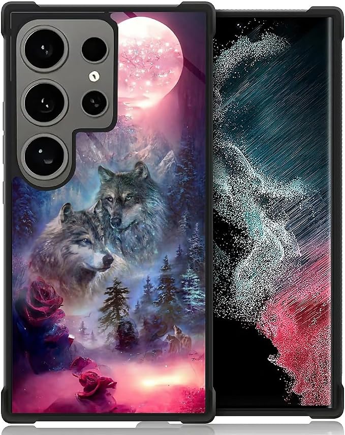 for Samsung Galaxy S24 Ultra Case, Star Two Wolfs Howling Pattern Graphic by FKBRCL4U