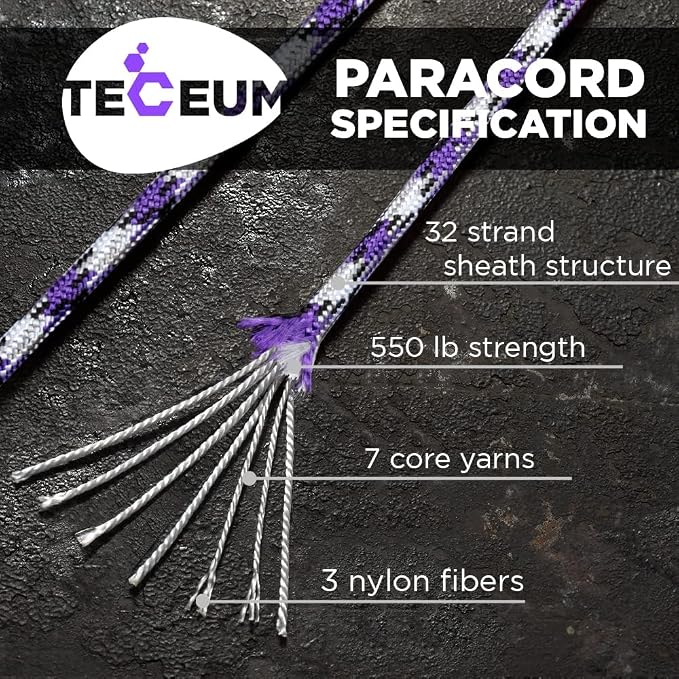 TECEUM 5/32" Paracord Rope 1000 – 1000ft / 200ft / 100ft / 50ft – Tactical - Image 2
