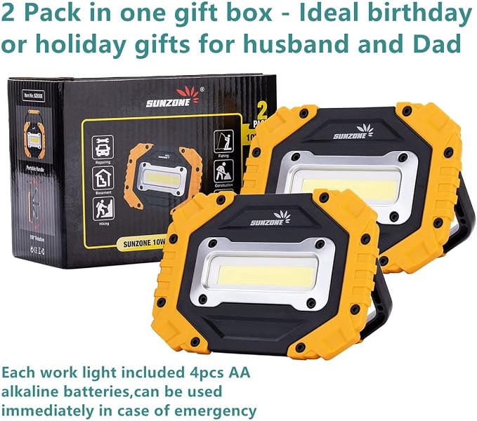 Sunzone Portable LED Work Light, AA Battery Powered Flood Lights, Super Bright - Image 6