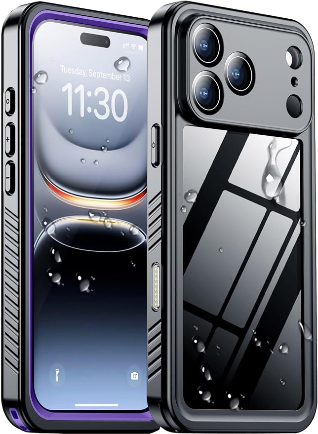 Temdan Compatible with iPhone 17 Pro Case, Waterproof Built-in Screen & Camera by Temdan