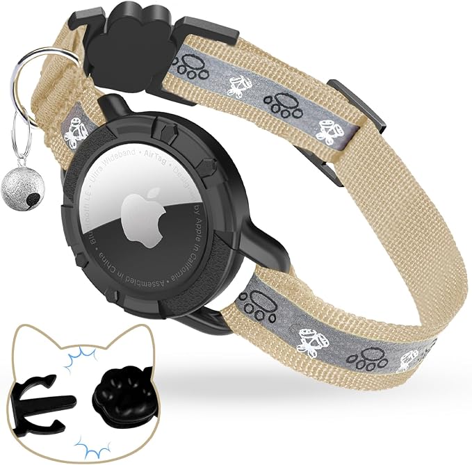 Breakaway AirTag Cat Collar, Reflective Cat Tracker Collar by ODOKELE