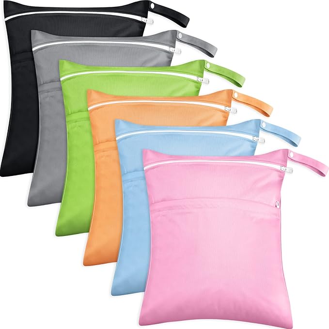 Kenning 6 Pack Wet Dry Bags Waterproof Reusable Cloth Diaper Storage Pouches by Kenning