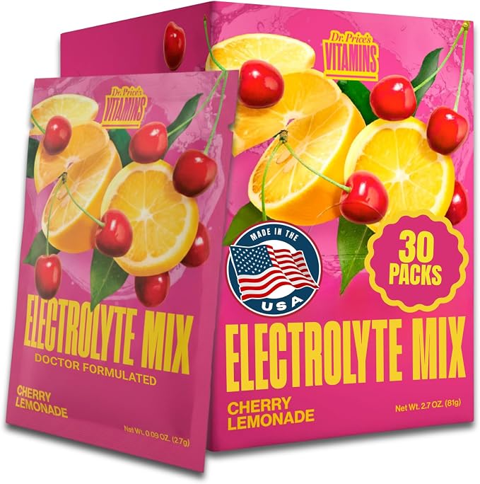 Dr. Price’s Electrolytes Hydration Powder Packets – Cherry Lemonade, 30 Packs | by DrPricesVitamins