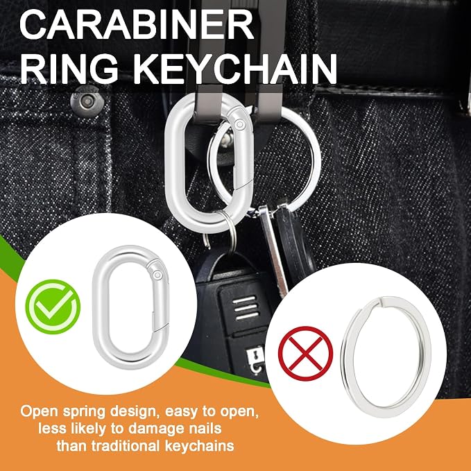 10Pack Oval Large Carabiner Clip, Metal Spring Carabiner Clips - Image 3