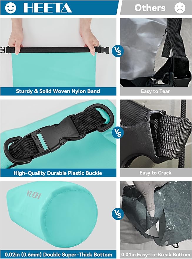 HEETA Waterproof Dry Bag for Women Men, 5L/10L/20L/30L/40L Roll Top Lightweight - Image 6