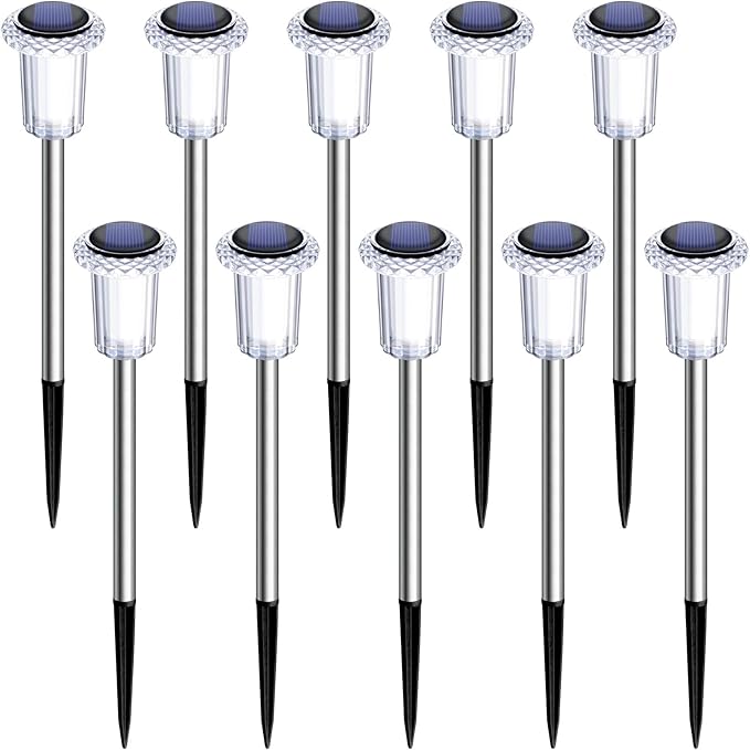 Solar Pathway Lights 10 Pack Solar Lights Outdoor Waterproof 6000K Cold White - Image 7