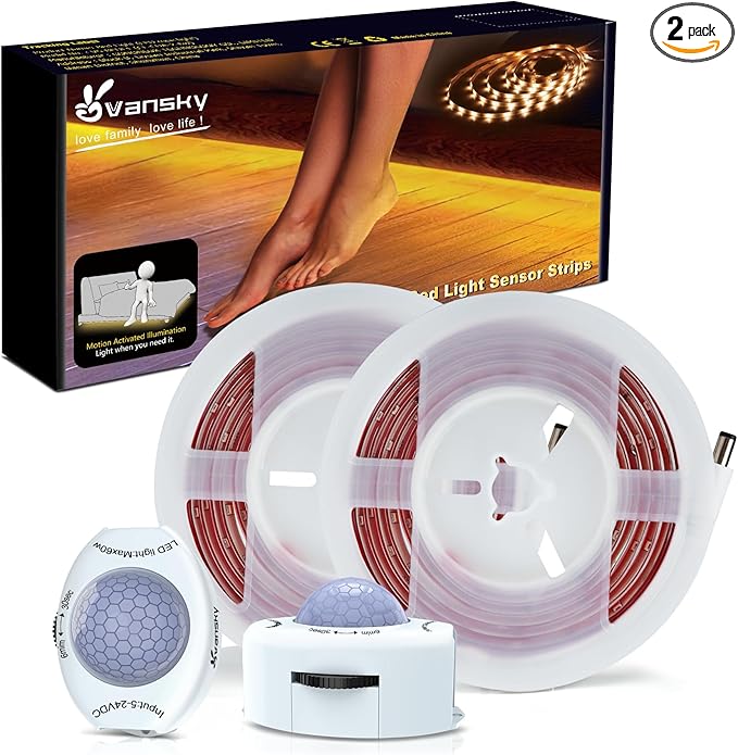 Vansky Motion Activated Bed Light, Flexible LED Strip Motion Sensor Night Light by Vansky