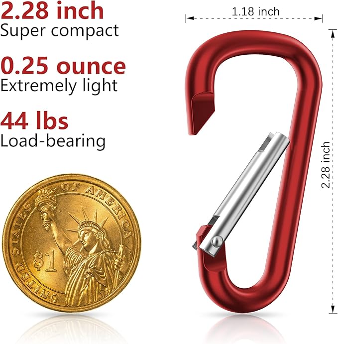 sprookber 2.28" Small Carabiner Clip Keychain, D Ring Caribeaner Clip, Key Clip - Image 2