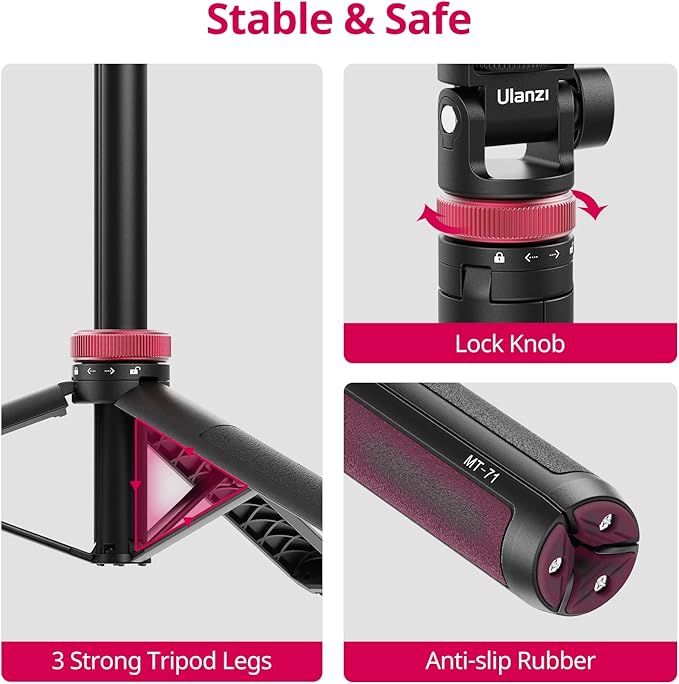 ULANZI MT-71 Tripod Selfie Stick & Vlog Handle - Image 5