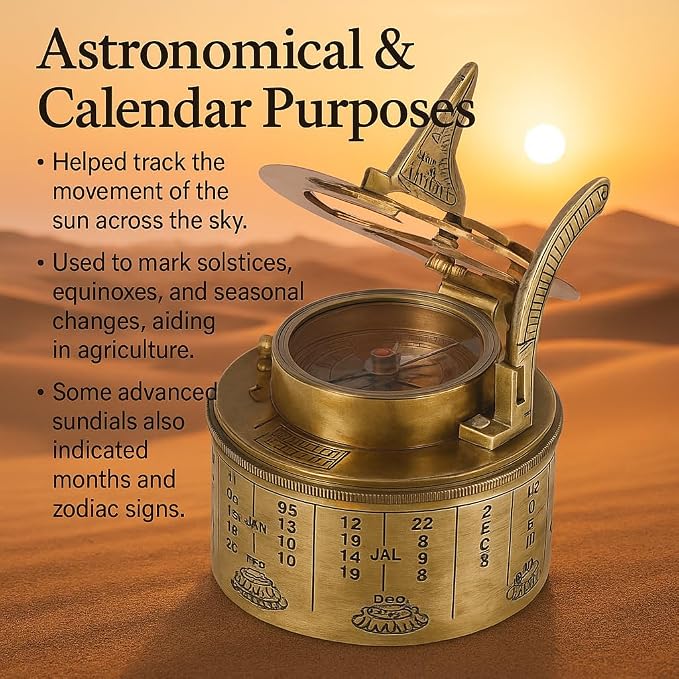 Vintage Brass Sundial Compass - Image 4