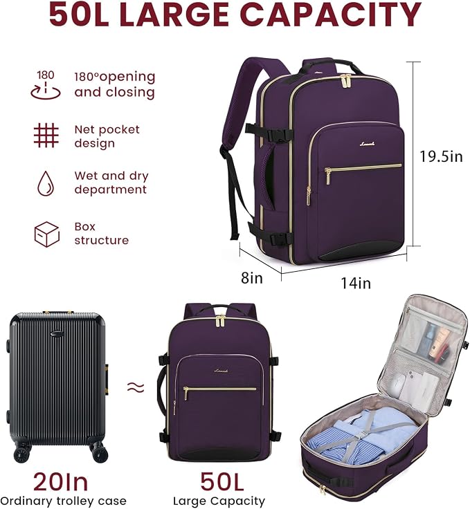 LOVEVOOK 50L Large Travel Backpack - Image 2