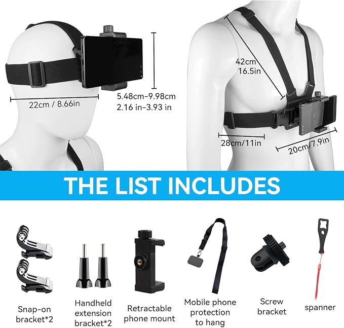 Mobile Phone Chest Strap Harness Mount Head Strap Holder Kit - Image 2