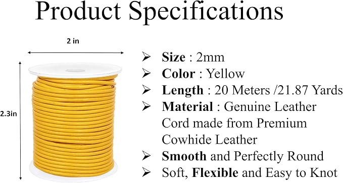 GENIQUE Real/Genuine Round Leather String Cord - Image 2