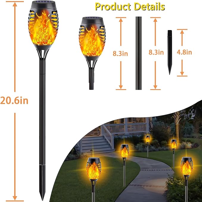 10Pack Solar Lights Outdoor, Mini Solar Torch Lights - Image 6
