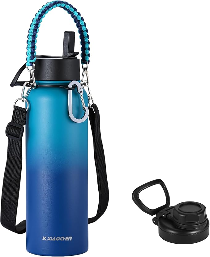KXIAOCHEN Insulated Water Bottle, Stainless Steel Water Bottle, 2 Lids by KXIAOCHEN