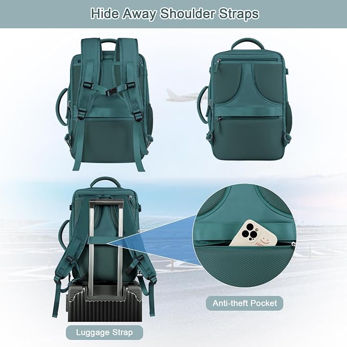 Sinaliy Travel Backpack for Men, 40L Carry On Backpack, 17 Inch Laptop Backpack - Image 4