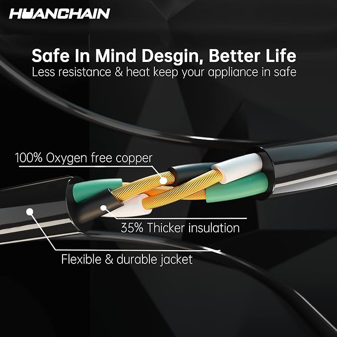 HUANCHAIN Indoor Outdoor Black Extension Cord 75 Ft 2 Pack Waterproof, 16/3 - Image 3