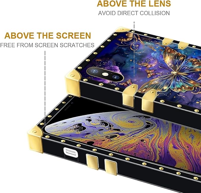 Compatible with iPhone Xs Max Case, Glistening Golden Butterfly Vibrant Purple - Image 7