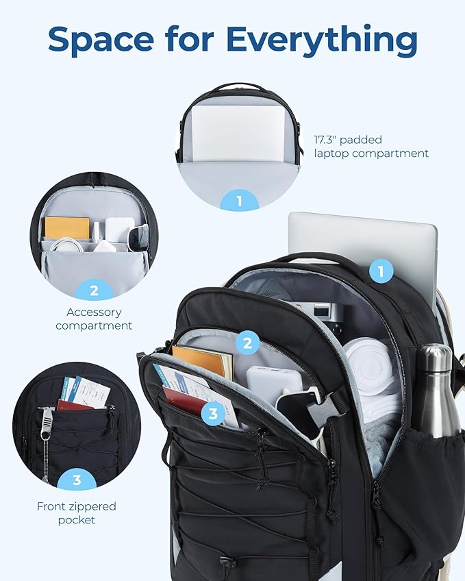 BAGSMART Carry On Travel Backpack, 17.3 Inch Large Travel backpack Carry On - Image 2