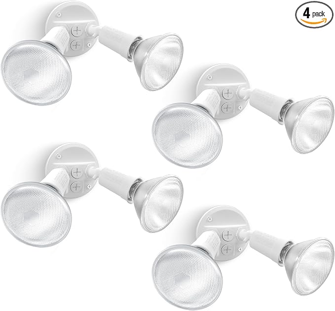 LUTEC 4 Pack Adjustable Twin Par Holder Outdoor Flood Lights, Switch Controlled by LUTEC