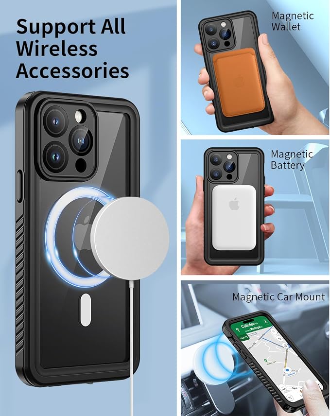 Lanhiem for iPhone 14 Pro Magnetic Case, Waterproof Dustproof Shockproof Case - Image 2