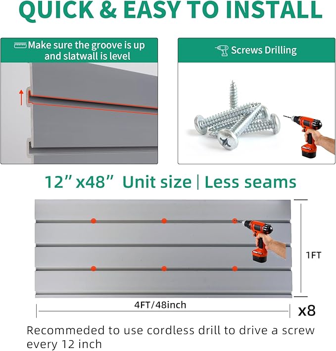 FRAYSCENT Slat Wall Paneling Garage Slat Wall Storage Systems Slatwall Panels - Image 3
