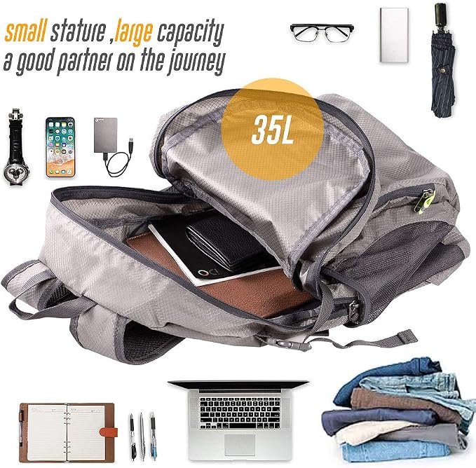 35L Lightweight Packable Backpack Waterproof Durable Hiking Travel Backpack - Image 7