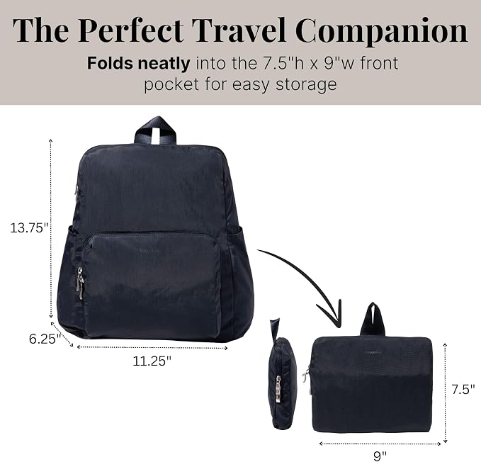 Baggallini Women's Carryall Packable Backpack, French Navy - Image 3