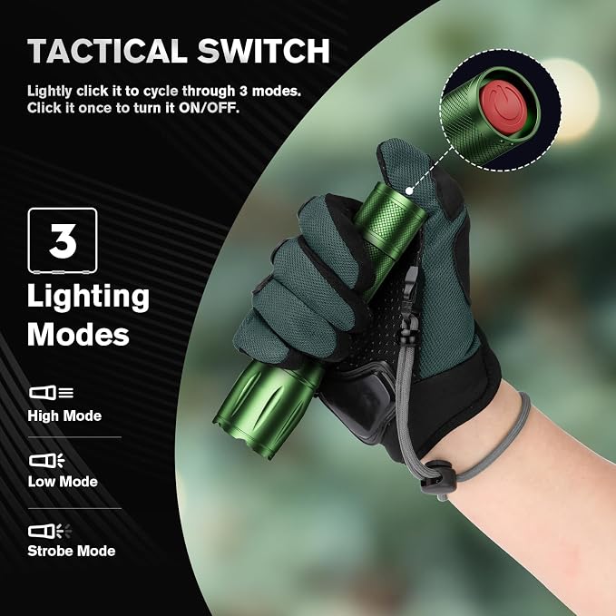 RECHOO LED Flashlight 2 Pack Green, Tactical Flashlights High Lumens - Image 5