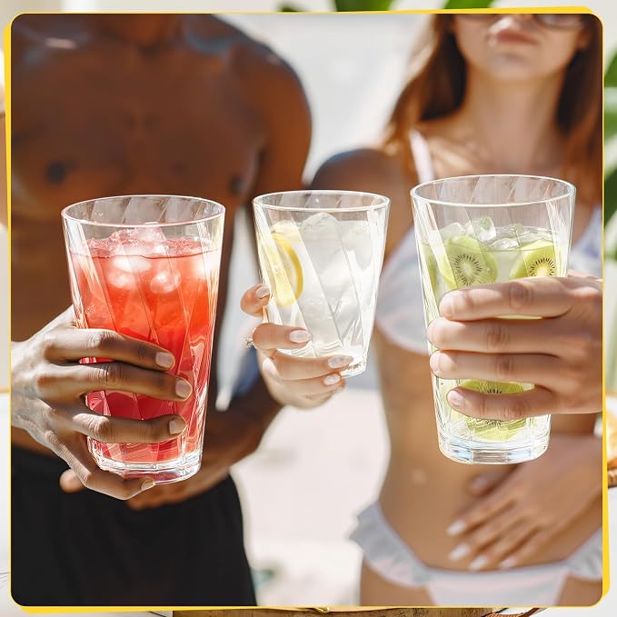 LemonRoad 12 Pack Reusable Plastic Drinking Glasses Set - 20oz & 13.5oz - Image 6