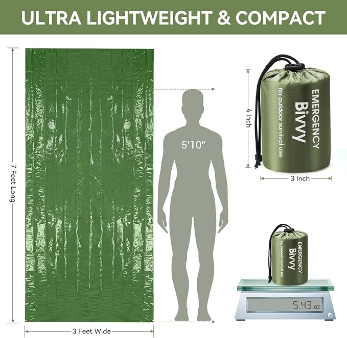 Esky Emergency Sleeping Bag, Survival Bag Portable Thermal Bivy Sack, - Image 3