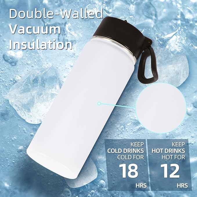 Volhoply 18oz Kids Insulated Water Bottle, Stainless Steel Water Bottles - Image 2