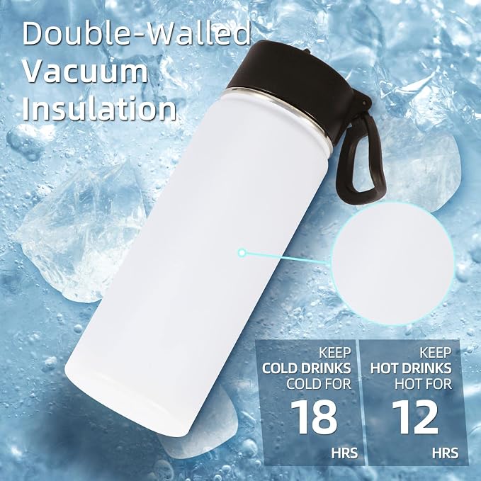 Volhoply 18oz Insulated Water Bottle Bulk 4 Pack, Kids Stainless Steel Water - Image 2