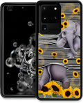 for Samsung Galaxy S20 Ultra Case, Cute Little Elephant Sunflower White Line by FKBRCL4U