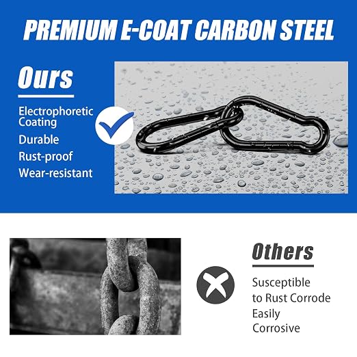 Large Carabiner Clip Hook, 7 inch 4 pcs Black Heavy Duty Spring Snap Hook Key - Image 2