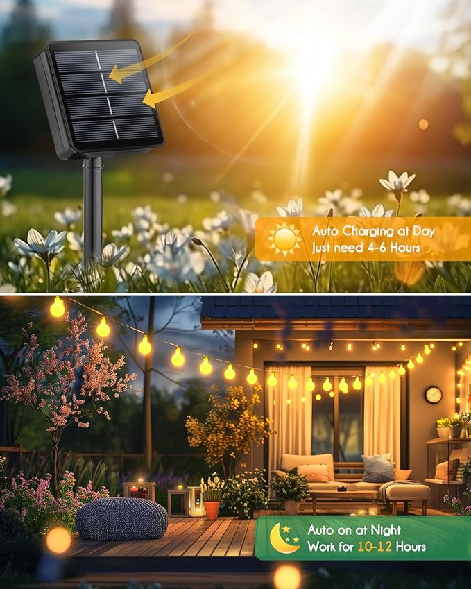 Brightown Solar String Lights Outdoor Waterproof, 19.6Ft 60 LED Globe Solar - Image 4