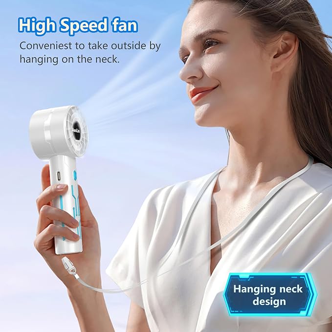 2PCS Portable High-Speed Mini Handheld Fan, USB Rechargeable Neck Personal Mini - Image 6