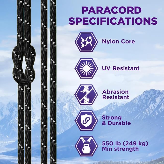 TECEUM Reflective Paracord Rope 1000 – 1000ft/200ft/100ft/50ft – 40+ Colors – - Image 4