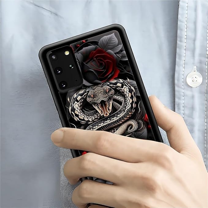 for Samsung Galaxy S20 Plus Case, Entwined Rose Snake Pattern Graphic Design - Image 7