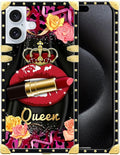 Compatible with iPhone 16 Plus Case, Queen Lip Crown Leopard Print Luxury by Unknown