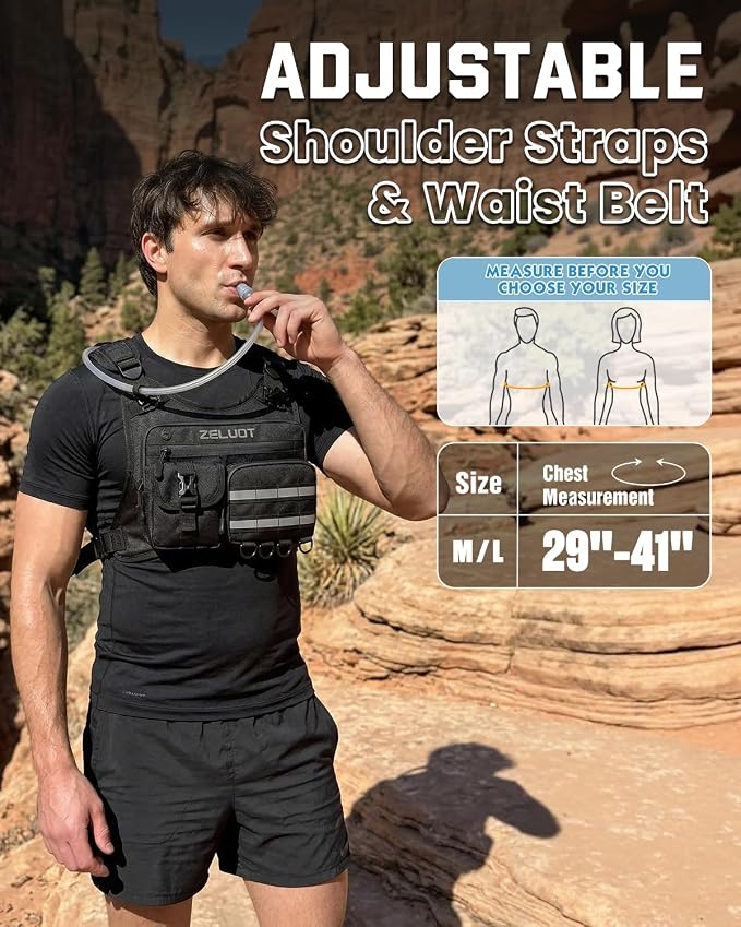 Zelvot Running Vest with 2L Water Bladder, 12L Hydration Backpack with Gear - Image 7