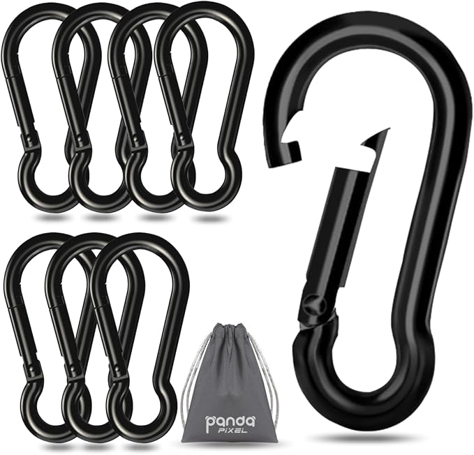 Pixel Panda 3.1&4 Inch Heavy Duty Carabiner Clips Load 1000lbs, 2&4&8Pack Large by PixelPanda
