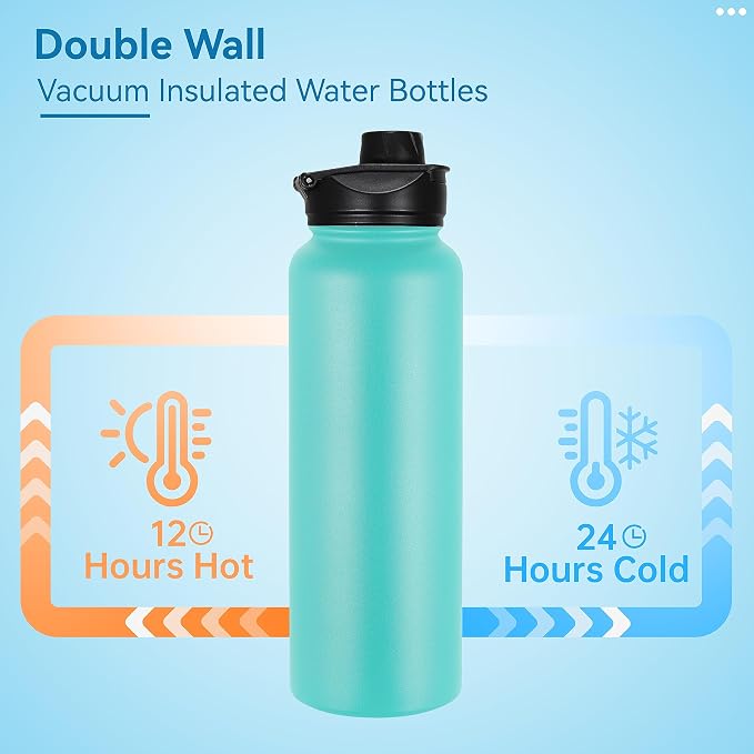 VEGOND 40 oz Insulated Water Bottle Stainless Steel Metal Water Bottles - Image 3