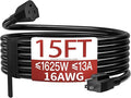 16/3 Indoor Extension Cord 15 FT, 3 Prong Power Cable, Suitable by Skrizcable